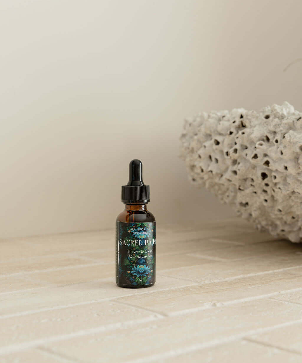 Blue Lotus Flower Essence in an amber dropper bottle, showcasing premium quality for relaxation and well-being.